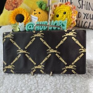 Longchamp Black Wallet with Gold Logo